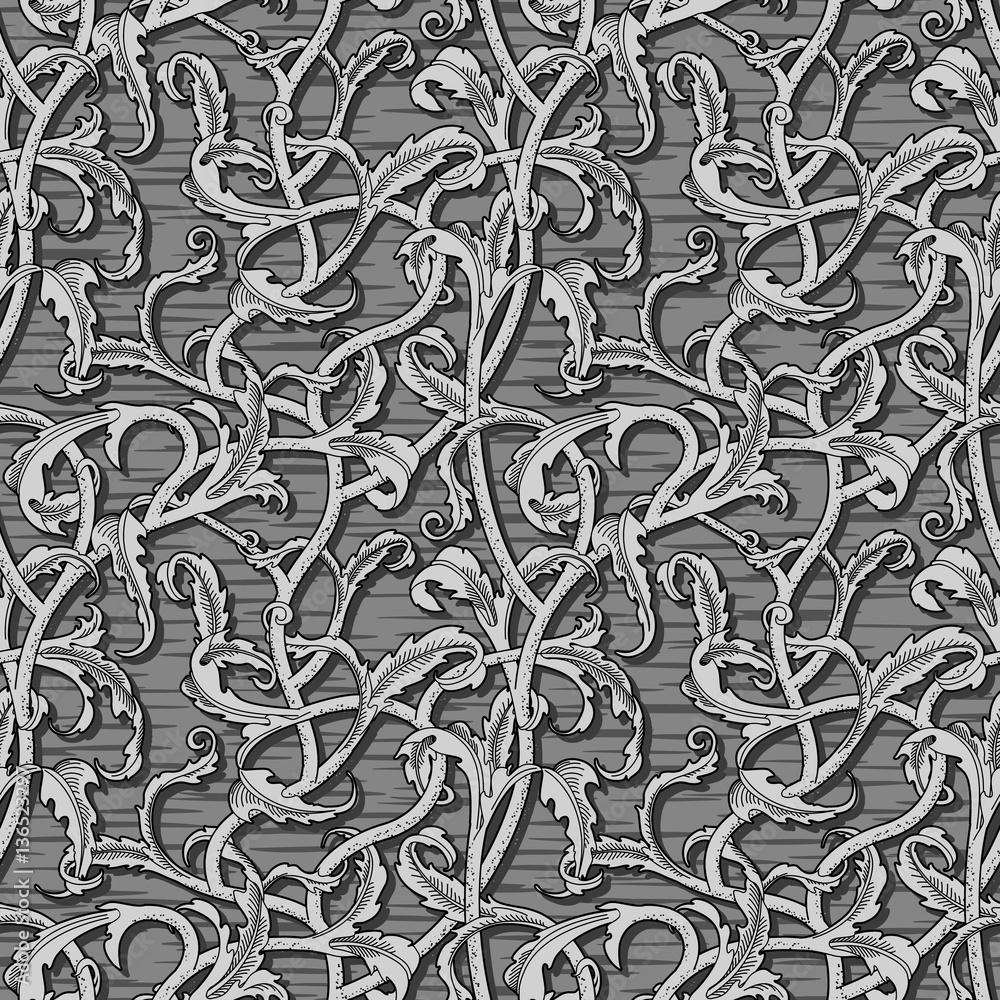 Seamless abstract liana seaweed background