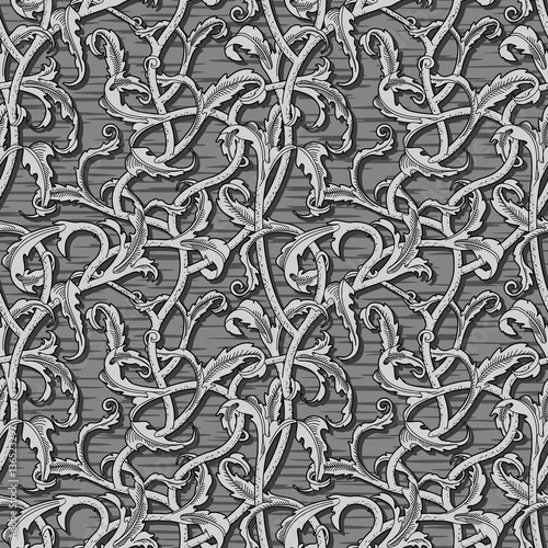 Seamless abstract liana seaweed background