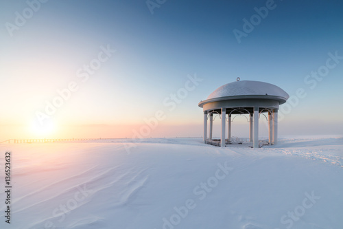 Rotunda on a snowy plain.