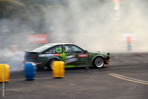 Unidentified driver participates in a drifting demonstration