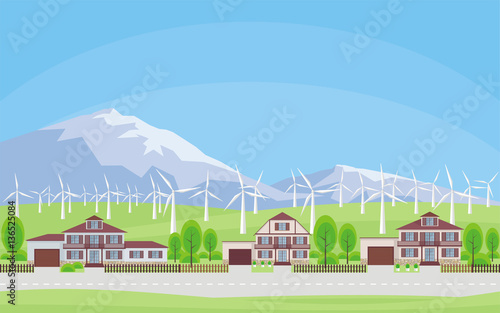 Abstract image of a wind power plant. Vector background.