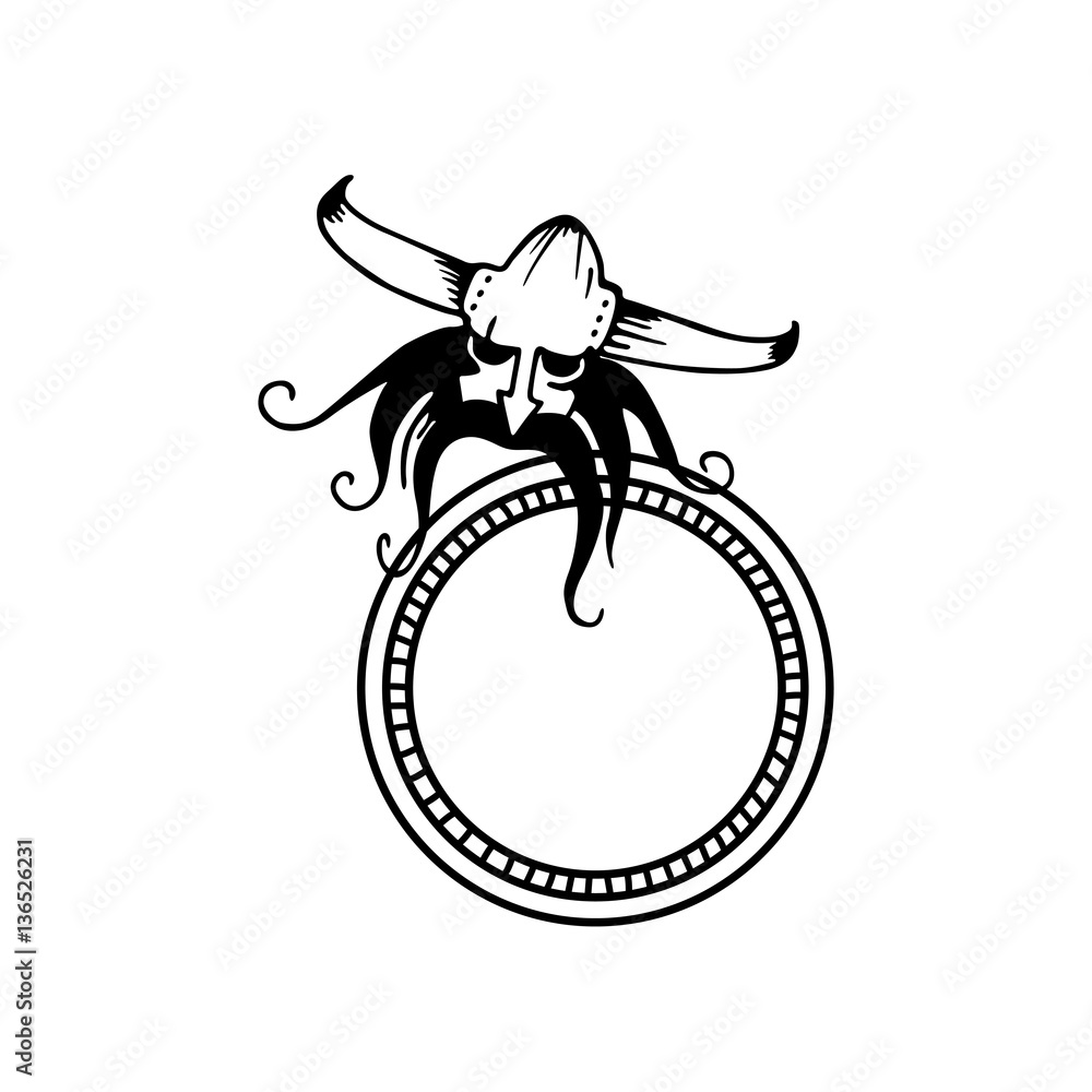 Naklejka premium Vector viking head with shield