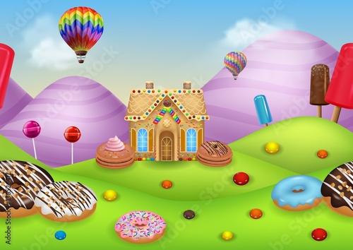 Candyland with gingerbread house