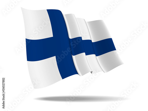 illustration Finland flag waving Isolated on White Background,vector