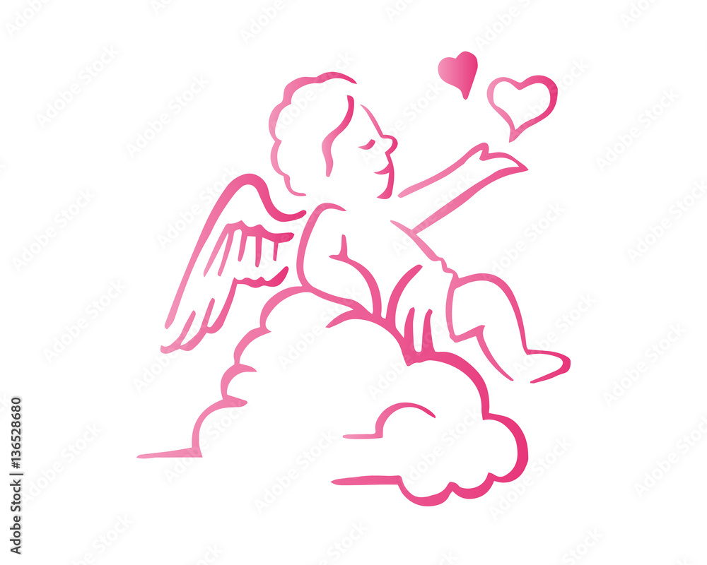 Romantic Pink Cupid Valentine Silhouette Symbol Romantic Pink Cupid Valentine Silhouette Symbol