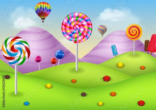 Fantasy candyland with dessrts and sweets