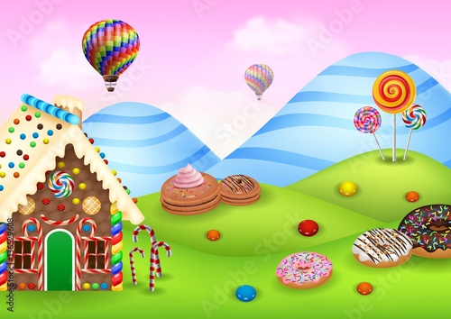 Candyland with gingerbread house