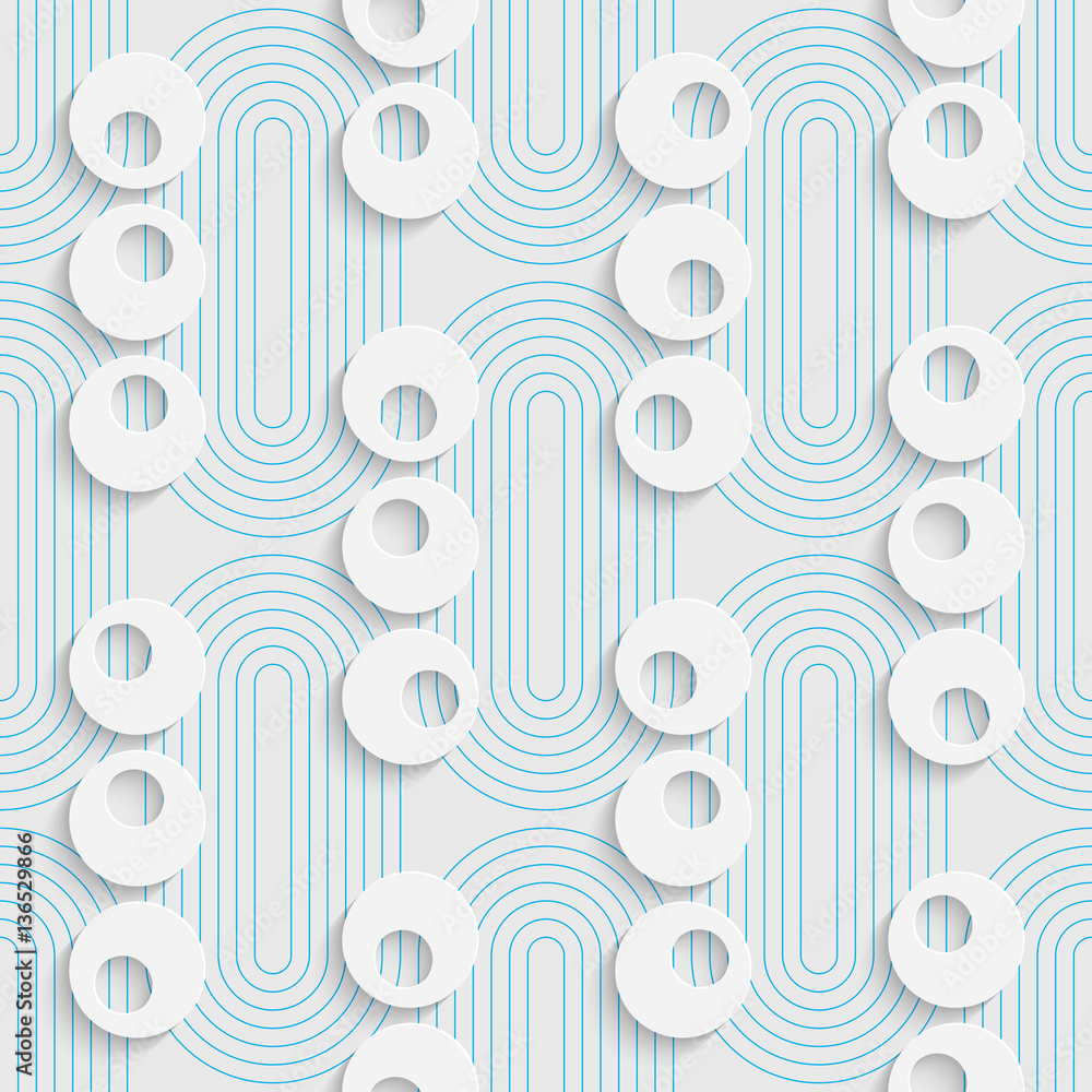 Naklejka premium Seamless Circle Pattern. White and Blue Wrapping Background