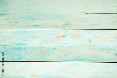 Background. Rustic turquoise blue wooden planks horizontally. Copy space