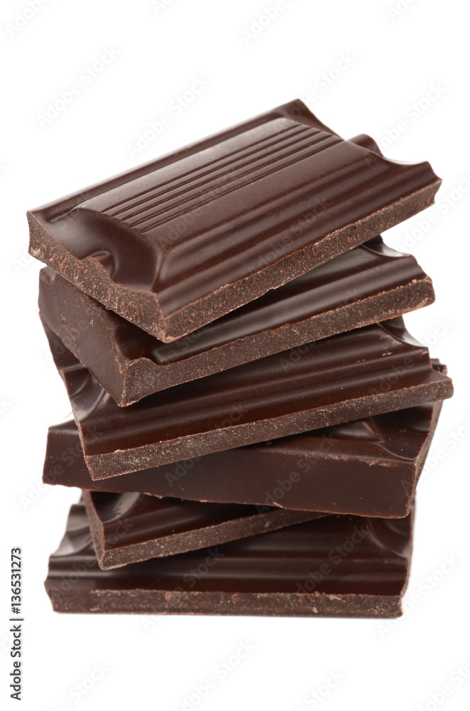 Dark chocolate on a white background Dark chocolate on a white background