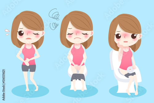 cartoon woman with constipation