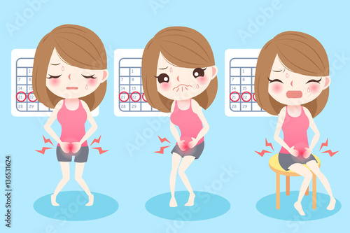 cartoon woman with menstruation
