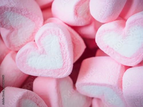 pink heart shape marshmallow for valentines background