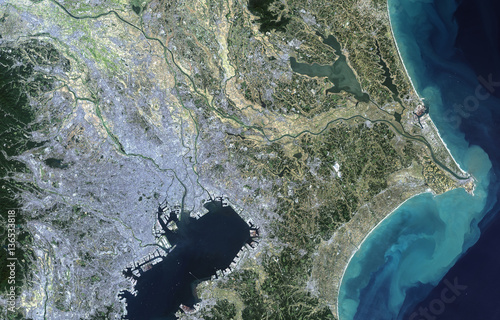 Tokyo from Landsat satellite. Elements of this image furnished by NASA photo