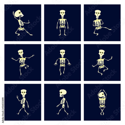assembly flat illustration skeleton Halloween monster