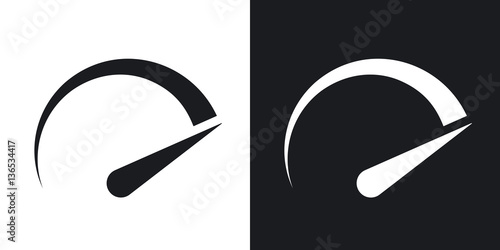 Speedometer icon, vector. Two-tone version on black and white background