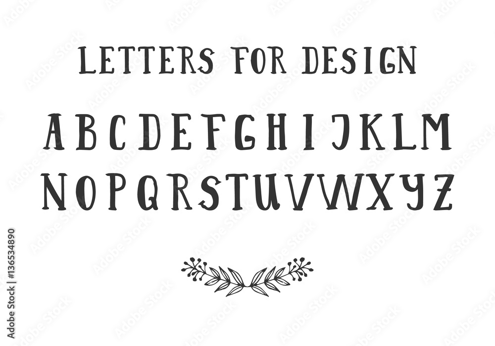 Fototapeta premium Serif hand drawn font. Vector. Isolated