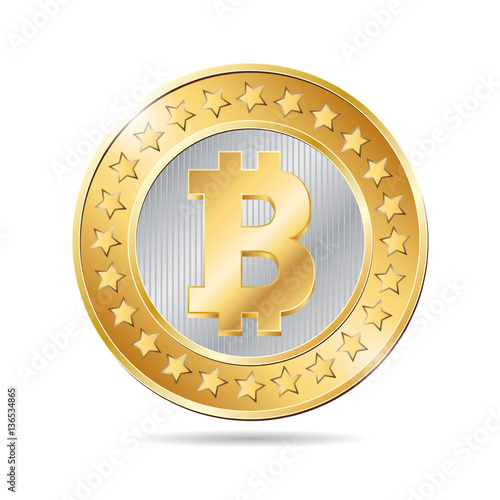 vector illustration of a coin with bitcoin sign