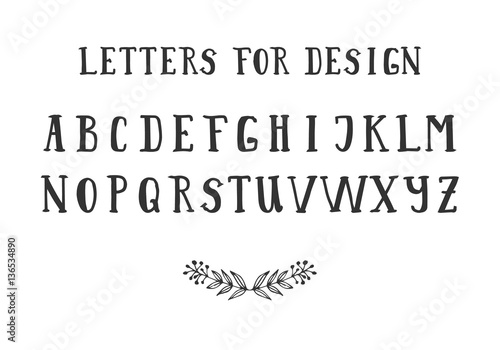 Serif hand drawn font. Vector. Isolated