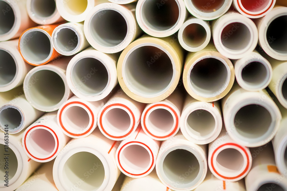 The ends of polypropylene and plastic pipes. The ends of polypropylene and plastic pipes.