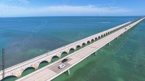 Aerial view along the seven mile bridge of US1 to the florida keys