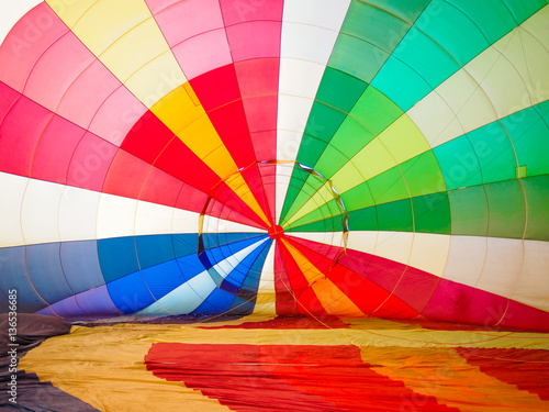Multi colored hot air balloon view from inside Fototapeta