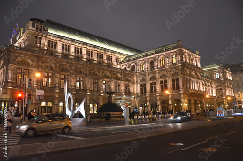 opera building in Vienna Austria in night