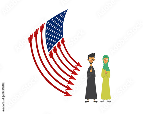 United States Of America Humanity Freedom Illustration - Against Government Who Deport Muslim Refugee