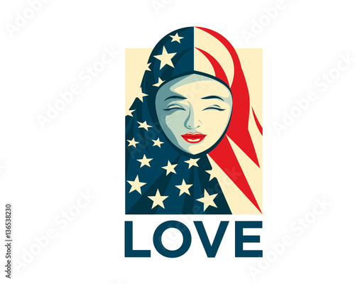 United States Of America Humanity Freedom Illustration - Love Muslim Refugee