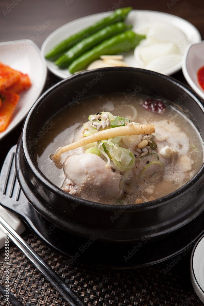 chicken soup. samgyetang chicken soup. samgyetang