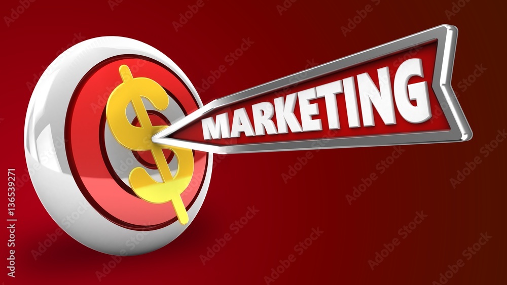 3d illustration of round target with marketing arrow and dollar sign over red background 3d illustration of round target with marketing arrow and dollar sign over red background