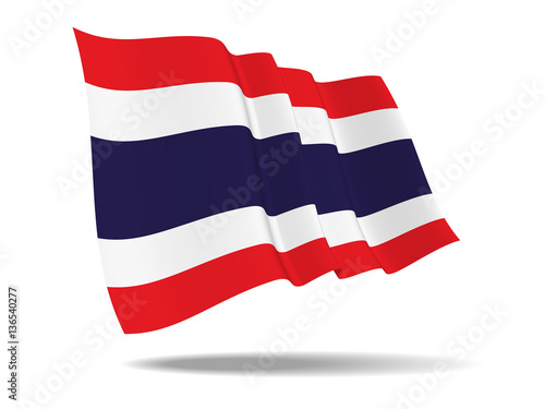illustration Thailand flag waving Isolated on White Background,vector