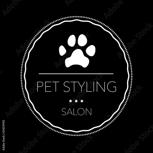 Logo for pet hair salon, styling and grooming shop, pet store for dogs and cats. Vector illustration