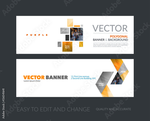 Vector set of modern horizontal website banners with yellow squa