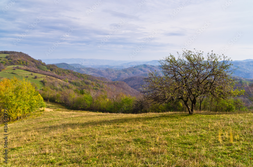 Homolje mountains landscape on a sunny autumn day, east Serbia
