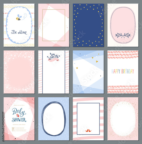 Universal vertical cards templates. Use for invitations design, greeting cards, posters, brochures and flyers.