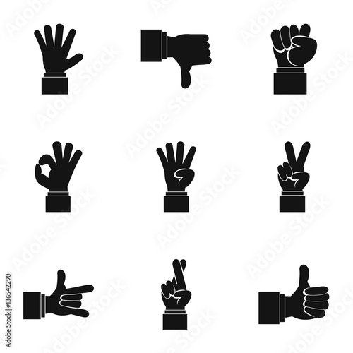 Gestural icons set, simple style