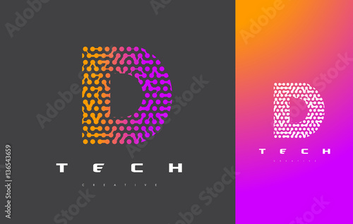 D Letter Logo Technology. Connected Dots Letter Design Vector.