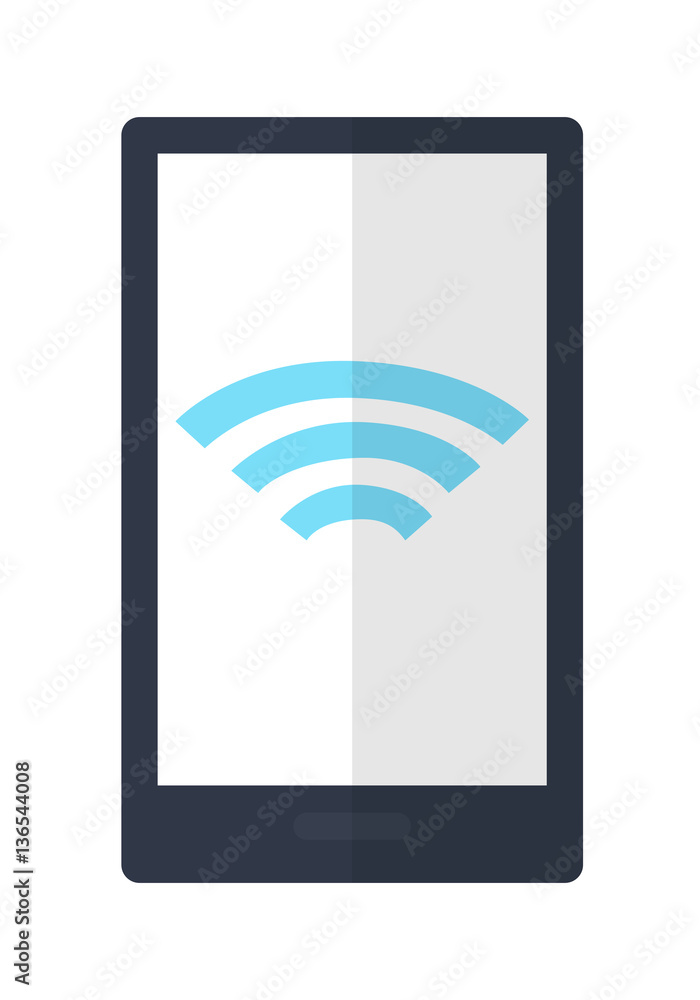 Mobile Phone with Wireless Sign Icon Isolated Mobile Phone with Wireless Sign Icon Isolated