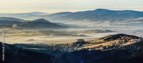 Panoramic foggy morning in the mountains © Przemek