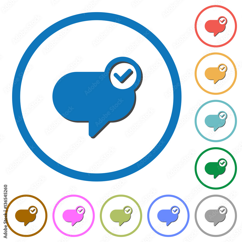 Message sent icons with shadows and outlines Message sent icons with shadows and outlines