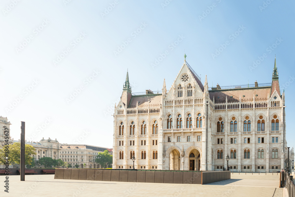 Backside of Hungarian Parliament building in Budapest, Hungary