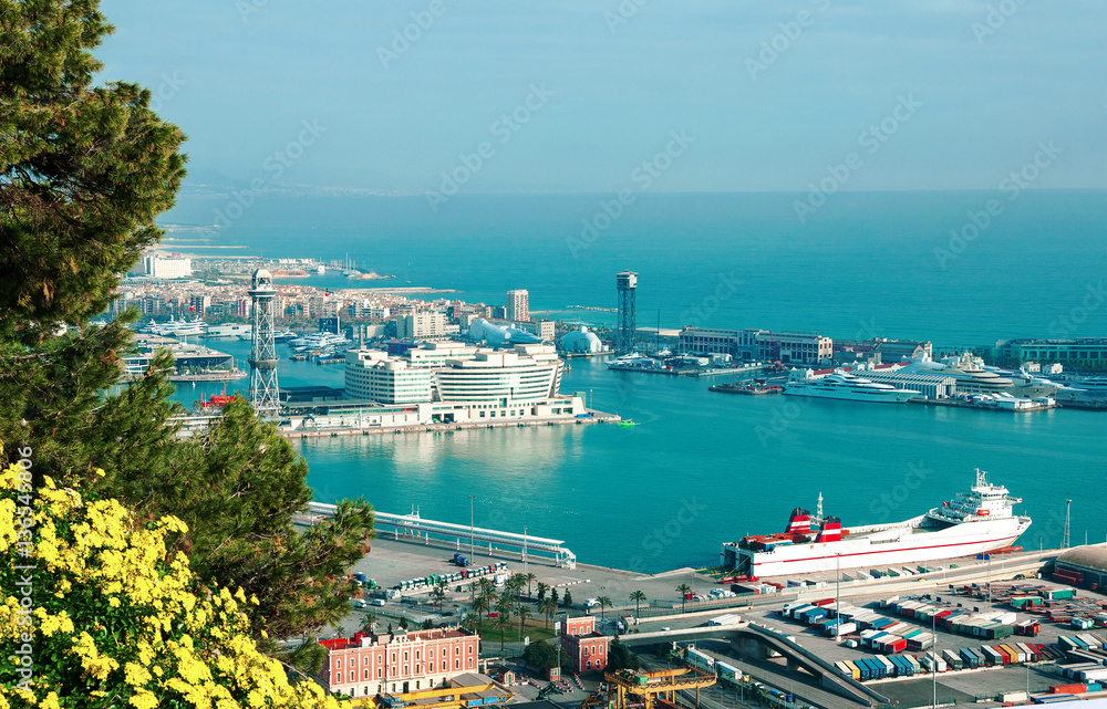 Barcelona. Spain. View of sea and port.