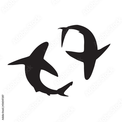 Shark vector silhouettes icon.