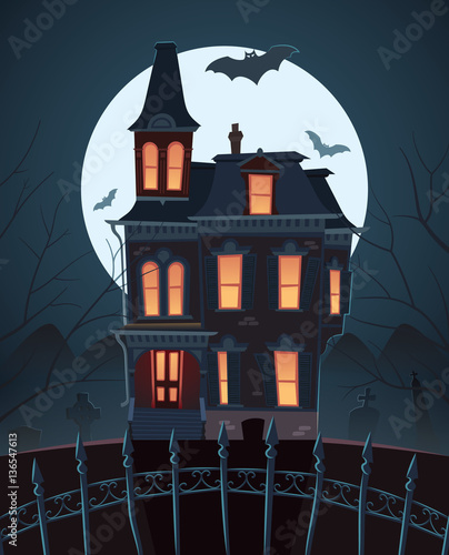 Scary house on moonlight