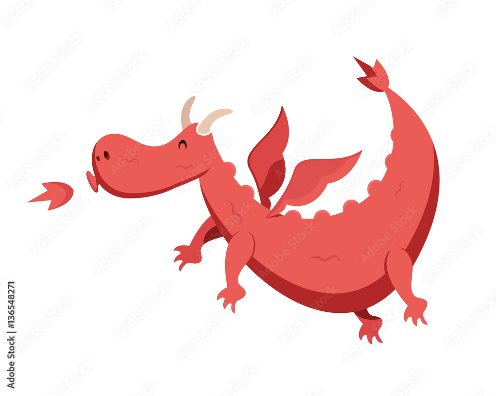 Cute Flat Animal Character Logo - Dragon