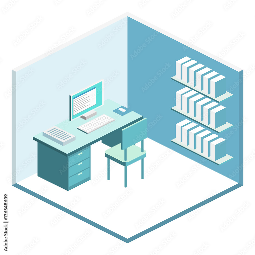 isometric interior of office