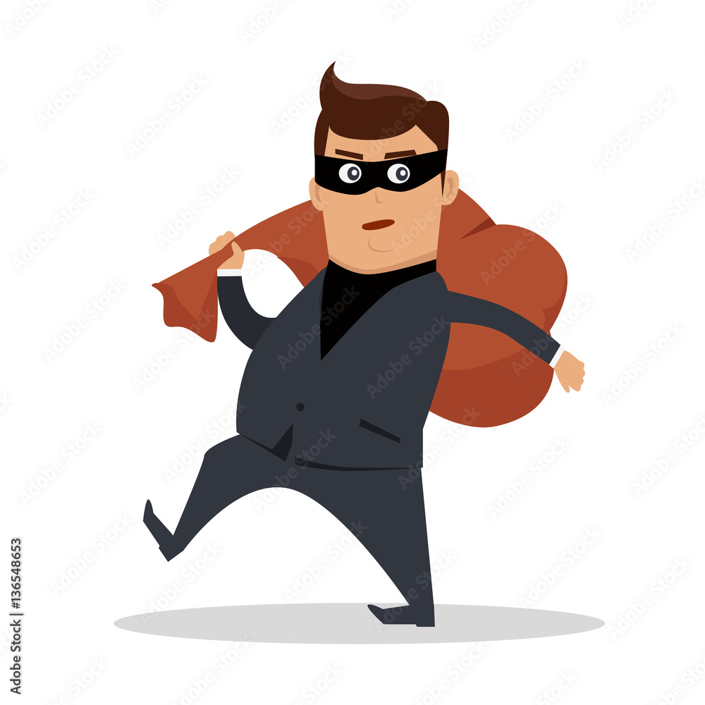 Money Stealing Concept Flat Design Vector Money Stealing Concept Flat Design Vector