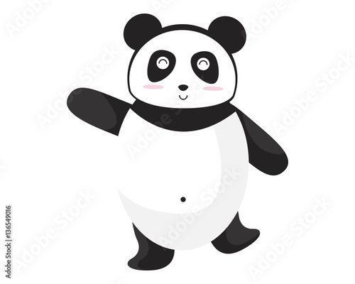 Fototapeta Naklejka Na Ścianę i Meble -  Cute Flat Animal Character Logo - Panda