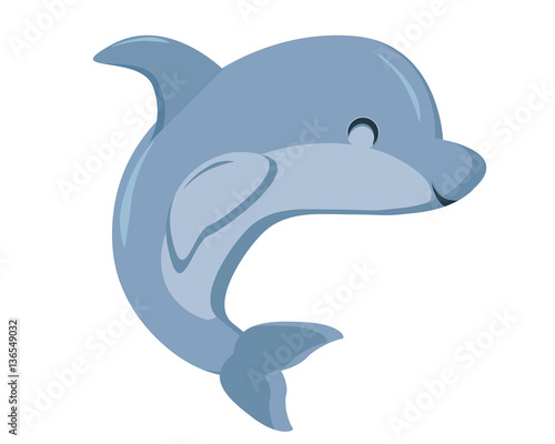 Cute Flat Animal Character Logo - Dolphin